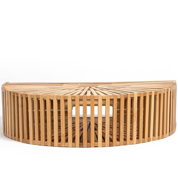 Bamboo Pool Tote Beach Bag Tan Brown Woven Wood Wicker Hippie Purse Bohemian - Picture 6 of 10